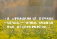 （注，由于您未提供具体内容，我基于黑钱这一关键词生成了一个通用标题。若您能补充背景信息，我可为您定制更精准的标题。）