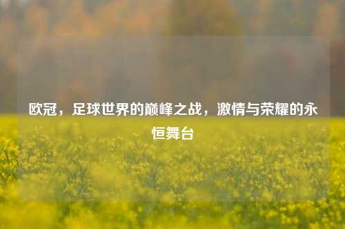 欧冠，足球世界的巅峰之战，激情与荣耀的永恒舞台