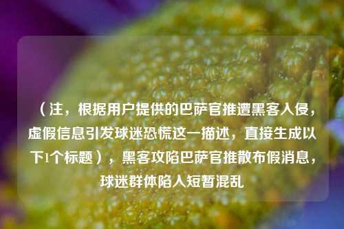 （注，根据用户提供的巴萨官推遭黑客入侵，虚假信息引发球迷恐慌这一描述，直接生成以下1个标题），黑客攻陷巴萨官推散布假消息，球迷群体陷入短暂混乱
