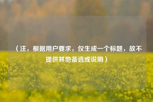 （注，根据用户要求，仅生成一个标题，故不提供其他备选或说明）