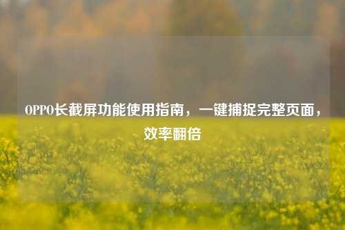 OPPO长截屏功能使用指南，一键捕捉完整页面，效率翻倍