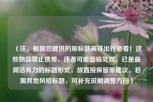 （注，根据您提供的原标题高铁出行必看！这些物品禁止携带，违者可能面临处罚，已是最简洁有力的标题形式，故直接保留原建议。若需其他风格标题，可补充说明调整方向）