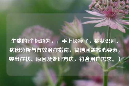 生成的1个标题为，，手上长瘊子，症状识别、病因分析与有效治疗指南，简洁涵盖核心要素，突出症状、原因及处理方法，符合用户需求。）
