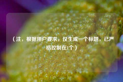 （注，根据用户要求，仅生成一个标题，已严格控制在1个）