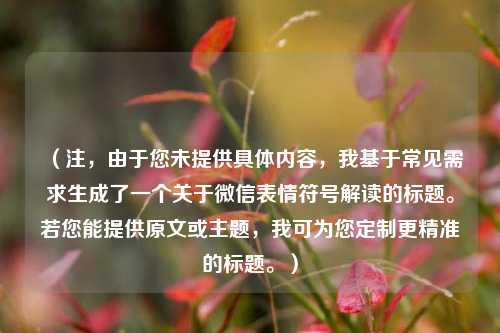 （注，由于您未提供具体内容，我基于常见需求生成了一个关于微信表情符号解读的标题。若您能提供原文或主题，我可为您定制更精准的标题。）