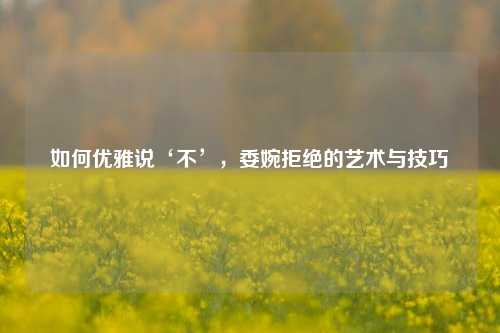 如何优雅说‘不’，委婉拒绝的艺术与技巧