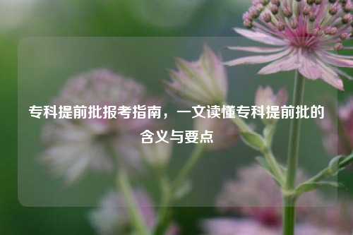 专科提前批报考指南，一文读懂专科提前批的含义与要点