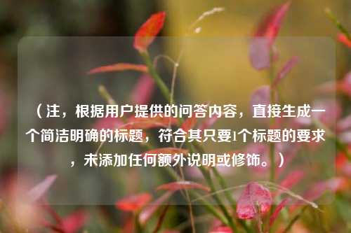 (注,根据用户提供的问答内容,直接生成一个简洁明确的标题,符合其只要1个标题的要求,未添加任何额外说明或修饰。)