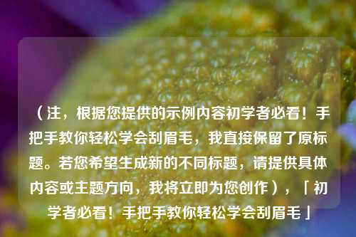 （注，根据您提供的示例内容初学者必看！手把手教你轻松学会刮眉毛，我直接保留了原标题。若您希望生成新的不同标题，请提供具体内容或主题方向，我将立即为您创作），「初学者必看！手把手教你轻松学会刮眉毛」
