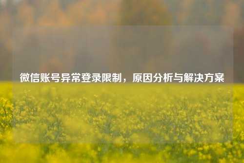 微信账号异常登录限制,原因分析与解决方案