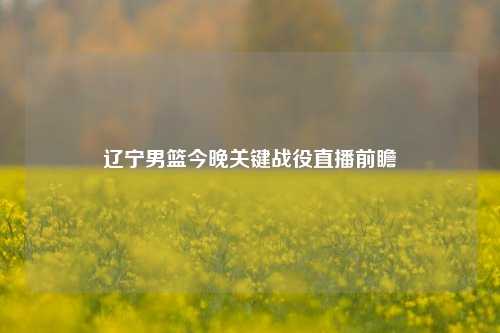 辽宁男篮今晚关键战役直播前瞻