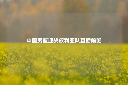 中国男篮迎战叙利亚队直播前瞻