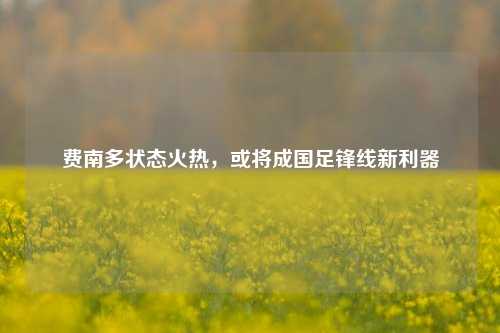 费南多状态火热,或将成国足锋线新利器