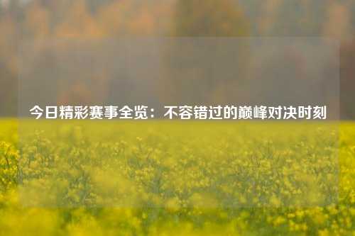 今日精彩赛事全览：不容错过的巅峰对决时刻